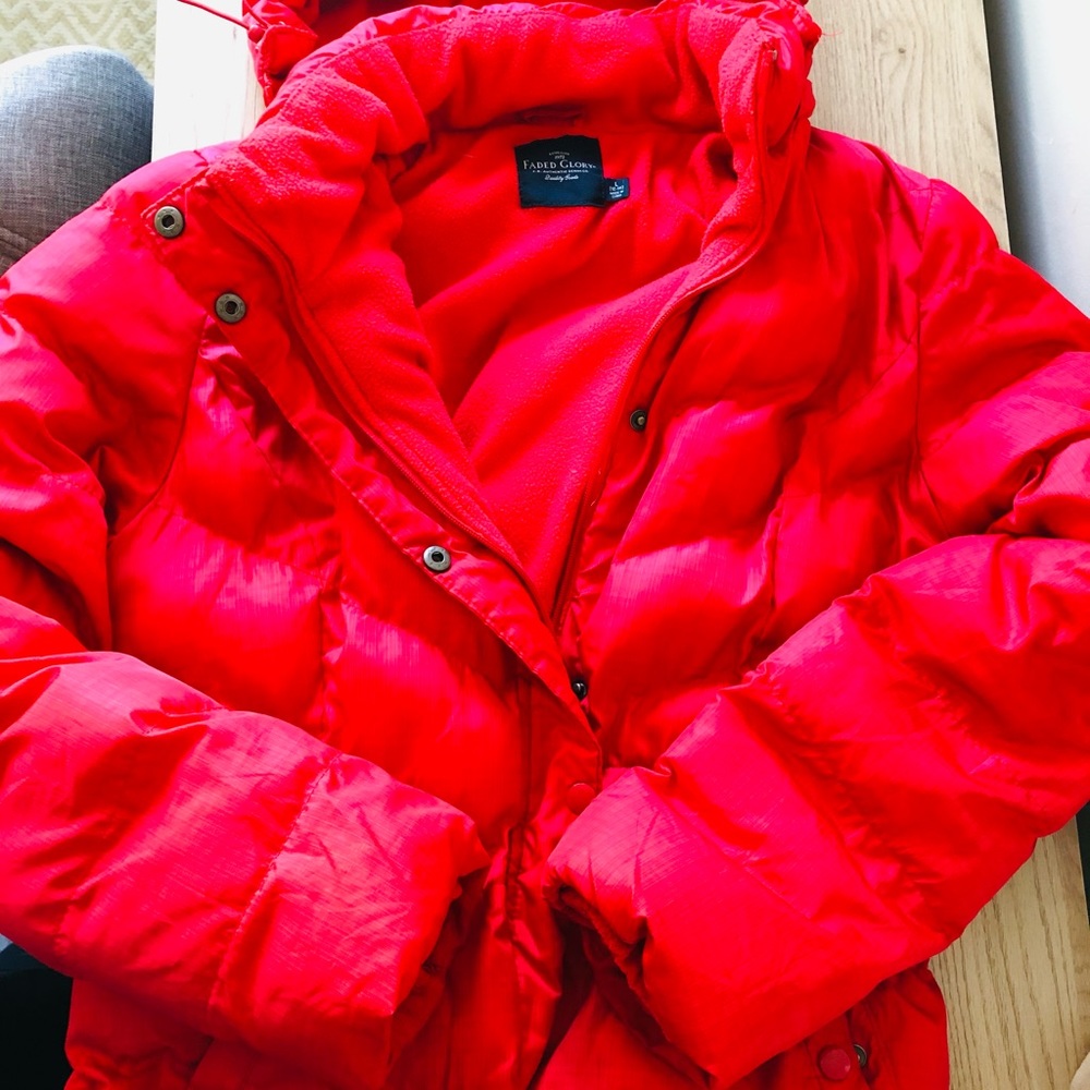 Bright red cotton coat/Vegan